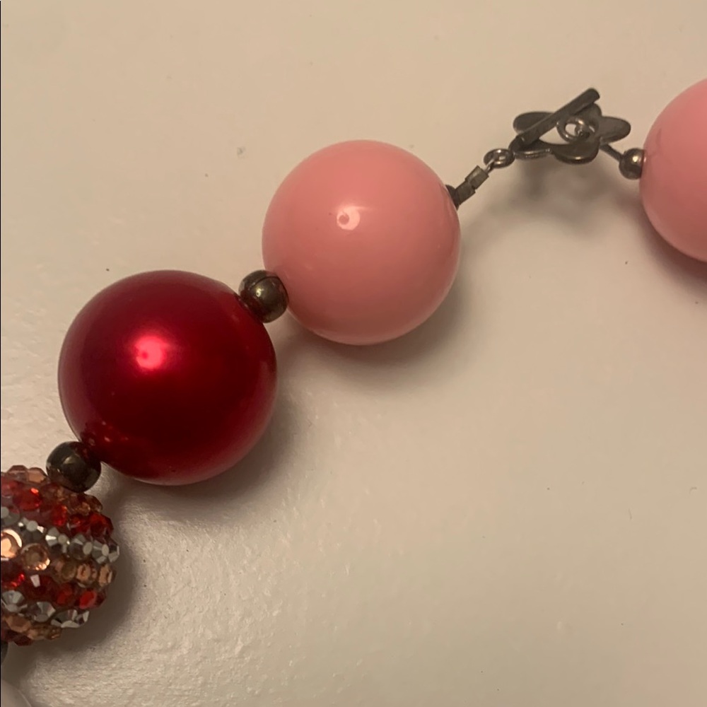 Pink and Red Beaded Necklace with Decorative Charm - Picture 6 of 8